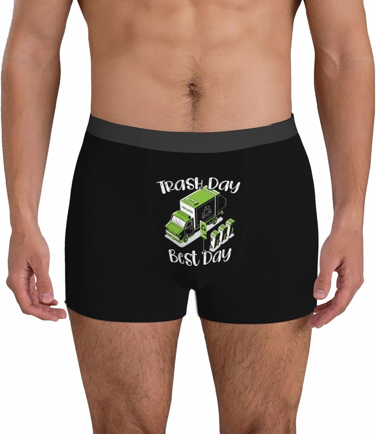 PAUPPY Trash Day Best Day Waste Management Garbage Truck Men's Breathable Underwear Classic Boxer Briefs Stretch Underpants