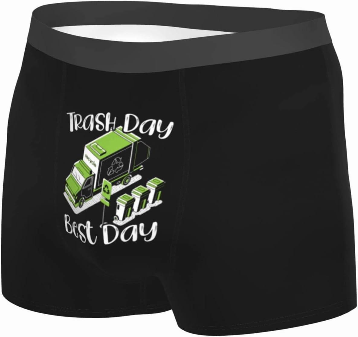 PAUPPY Trash Day Best Day Waste Management Garbage Truck Men's Breathable Underwear Classic Boxer Briefs Stretch Underpants