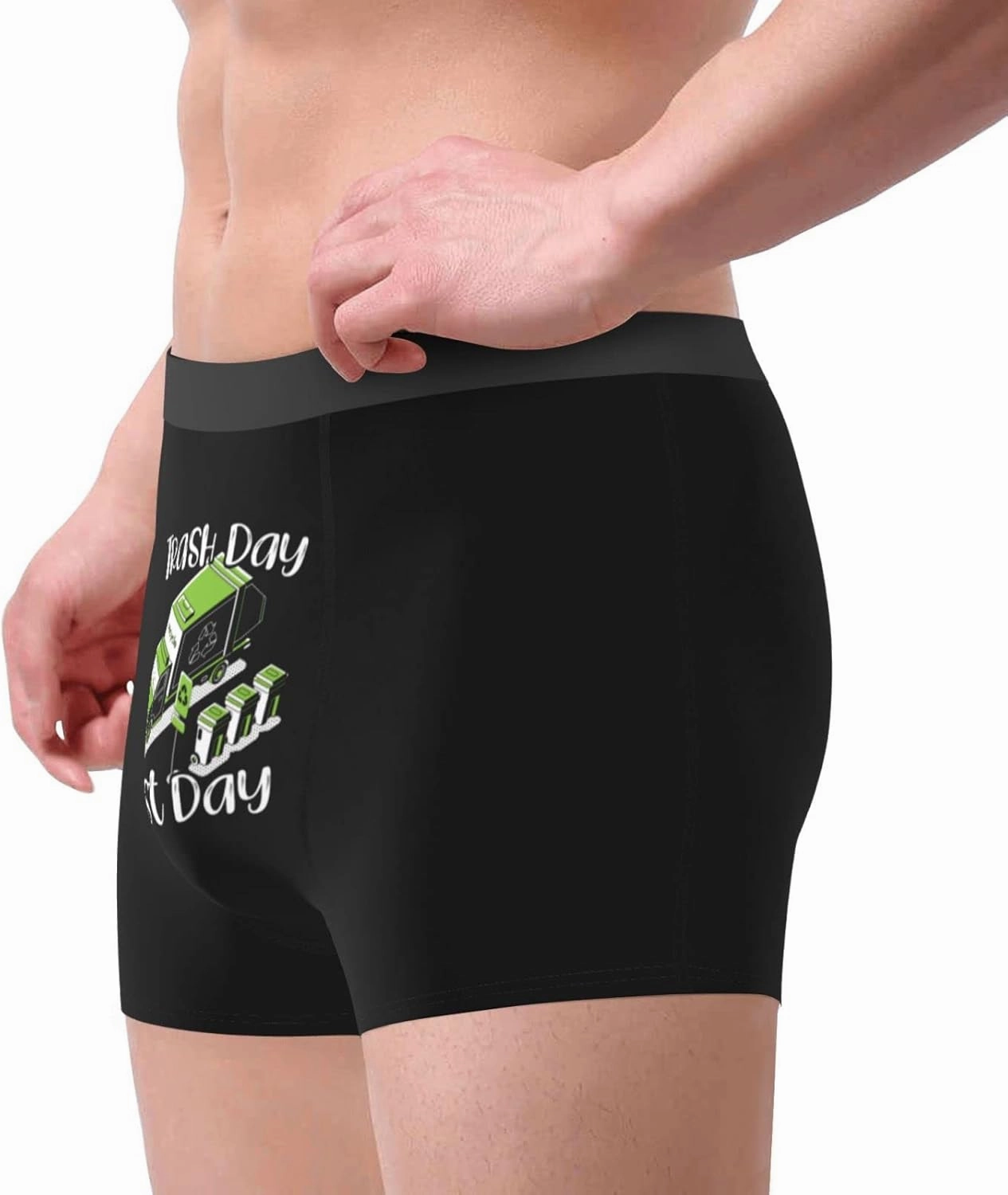 PAUPPY Trash Day Best Day Waste Management Garbage Truck Men's Breathable Underwear Classic Boxer Briefs Stretch Underpants