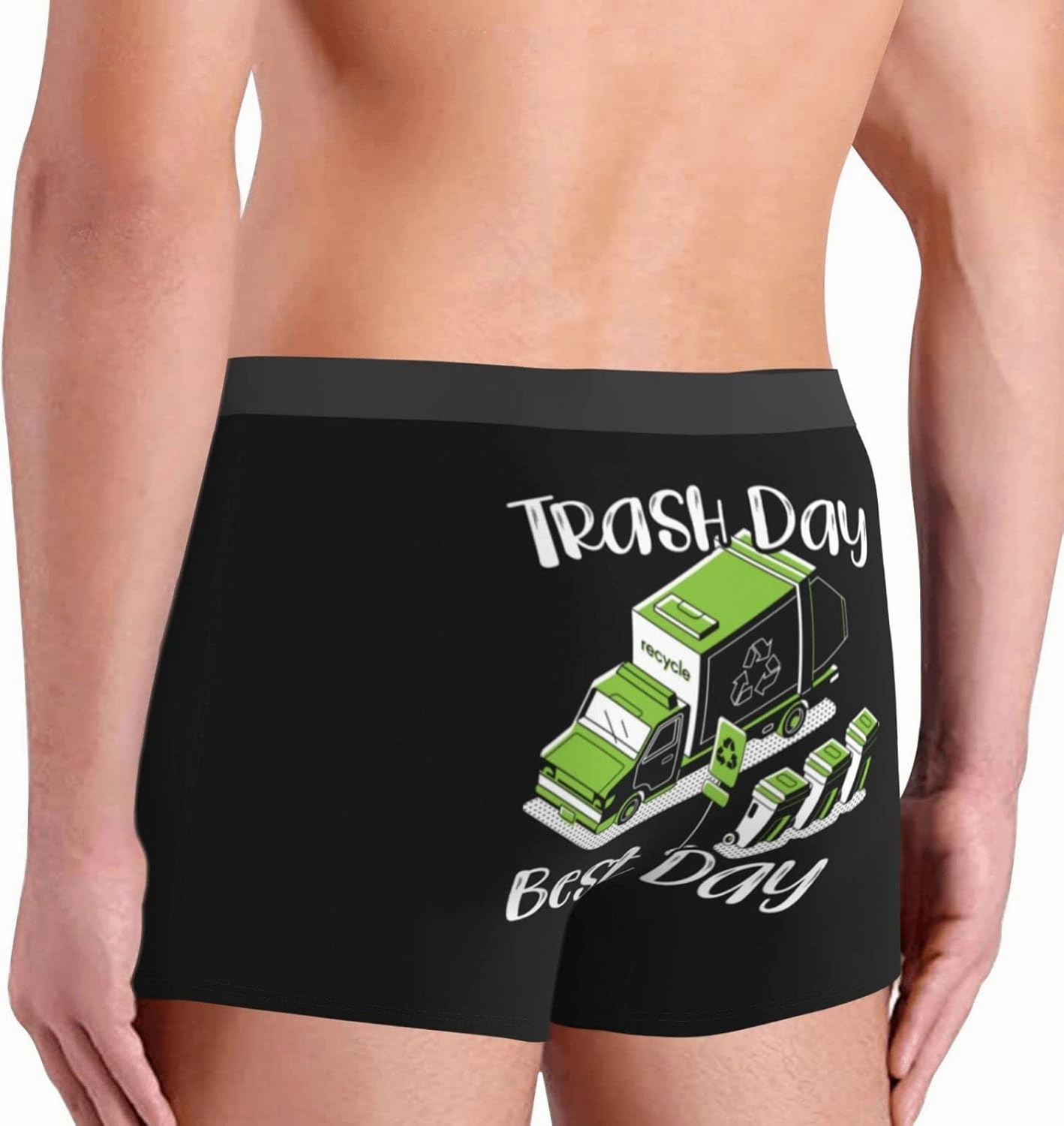 PAUPPY Trash Day Best Day Waste Management Garbage Truck Men's Breathable Underwear Classic Boxer Briefs Stretch Underpants