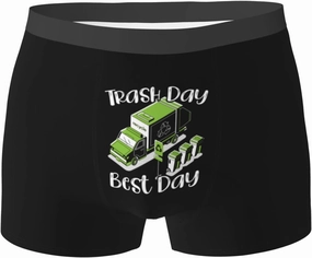 PAUPPY Trash Day Best Day Waste Management Garbage Truck Men's Breathable Underwear Classic Boxer Briefs Stretch Underpants