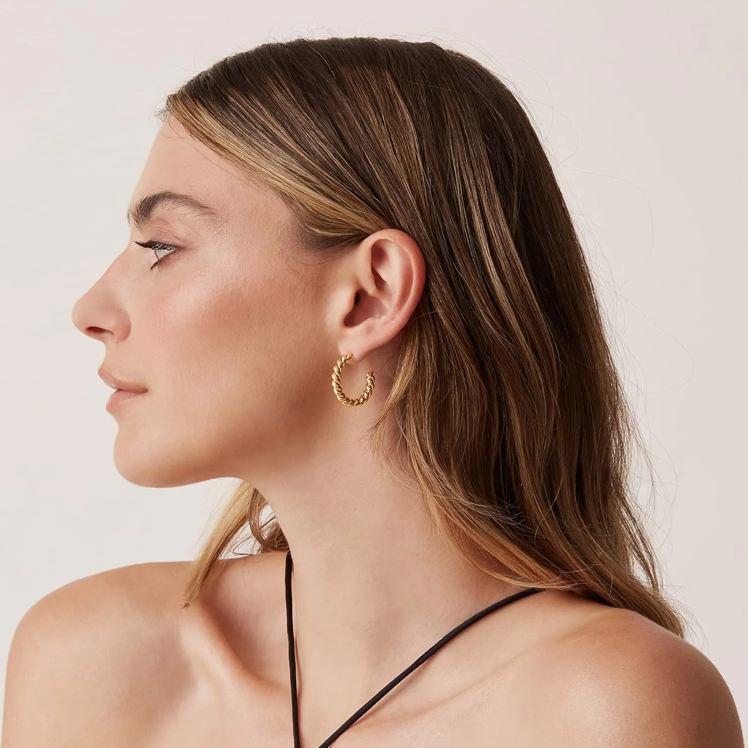 PAVOI 14K Gold Plated Twisted Rope Round Hoop Earrings in Rose, White and Yellow Gold