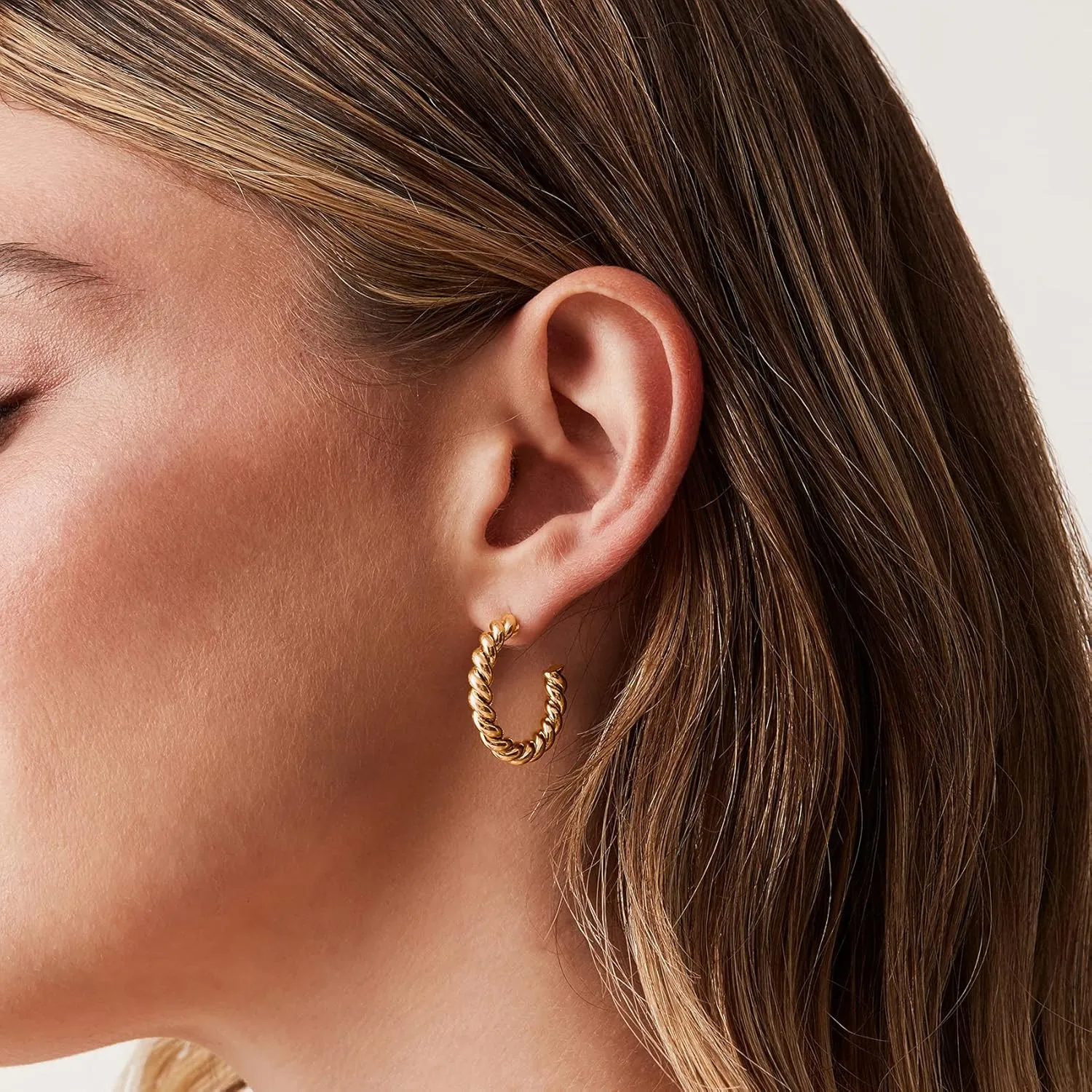 PAVOI 14K Gold Plated Twisted Rope Round Hoop Earrings in Rose, White and Yellow Gold