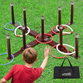 Peradix Ring Toss Game for Kids, Indoor Outdoor Fun Holiday Lawn Yard Game for Family & Adults with 26 Rings, Easy Set Up Backyard Beach Outdoor Game Toys, Portable to Carry Outside Kids Camping Sport