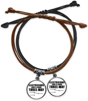 Personal Electric Switch Preferences Bracelet Double Leather Rope Wristband Couple Set Gift