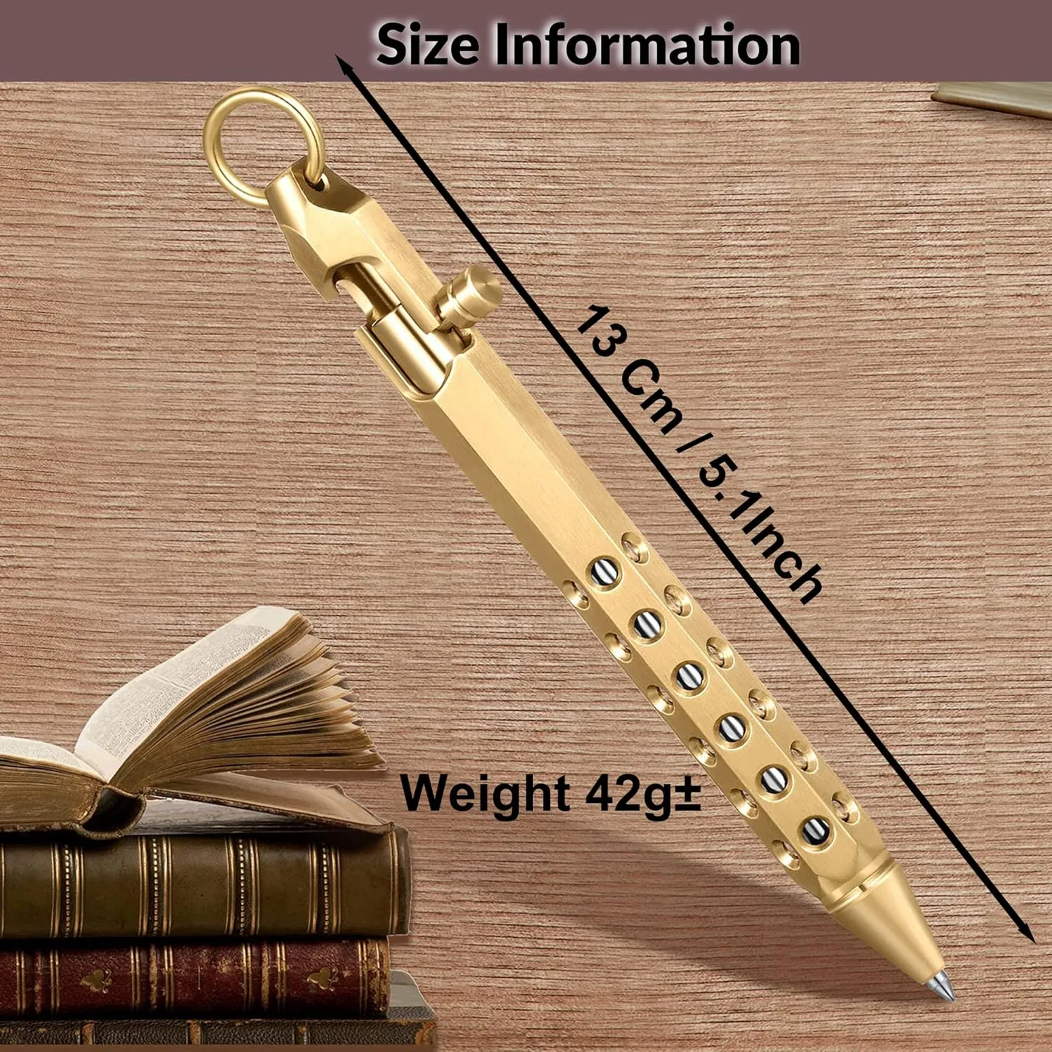 Personalized Bolt Action Pen Gift Set Free Engraved Customed Pocket EDC Brass Ballpoint Pen with 3 Refills Engravable for Personalization Office Decor Pen for Men (Style 2 - Brass)