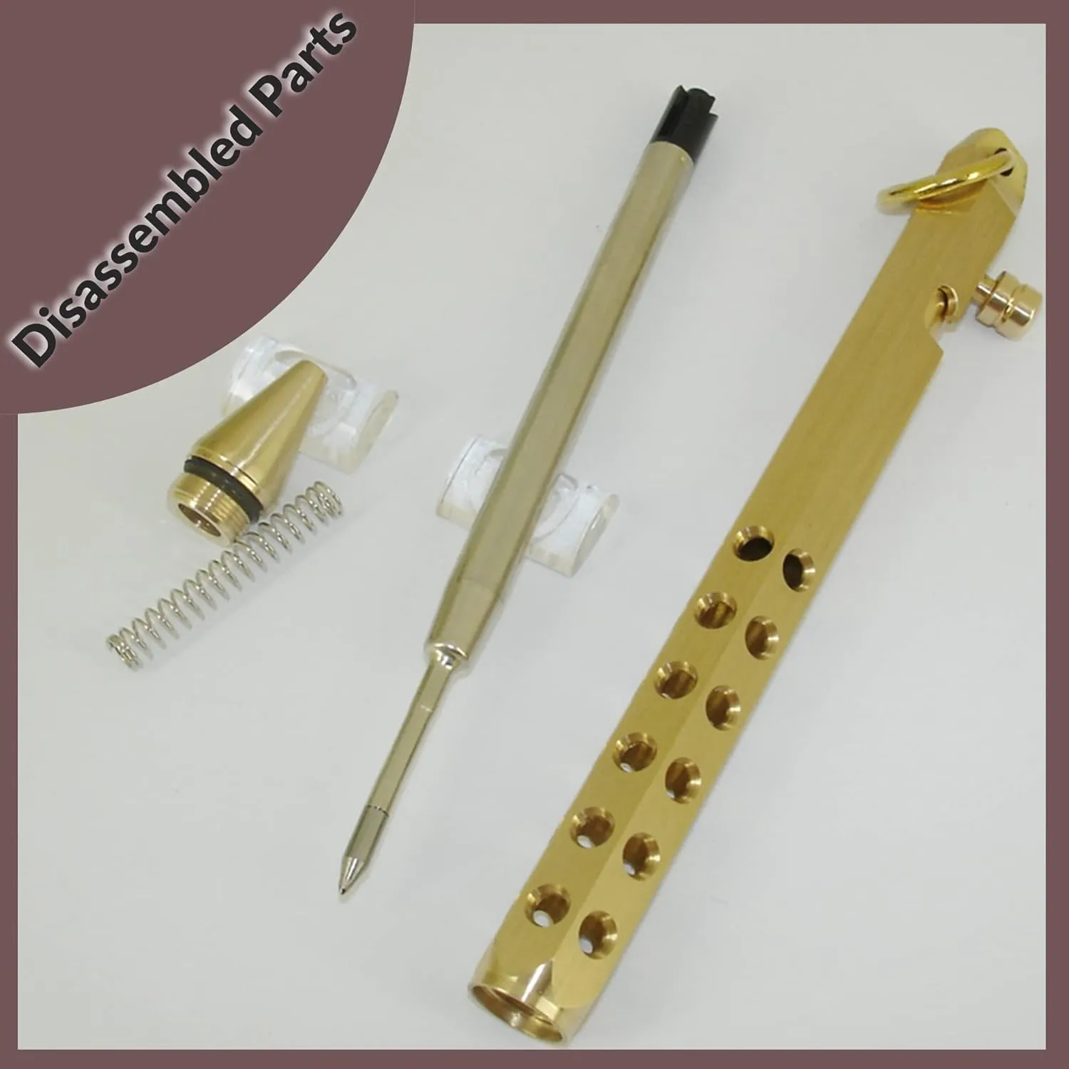 Personalized Bolt Action Pen Gift Set Free Engraved Customed Pocket EDC Brass Ballpoint Pen with 3 Refills Engravable for Personalization Office Decor Pen for Men (Style 2 - Brass)