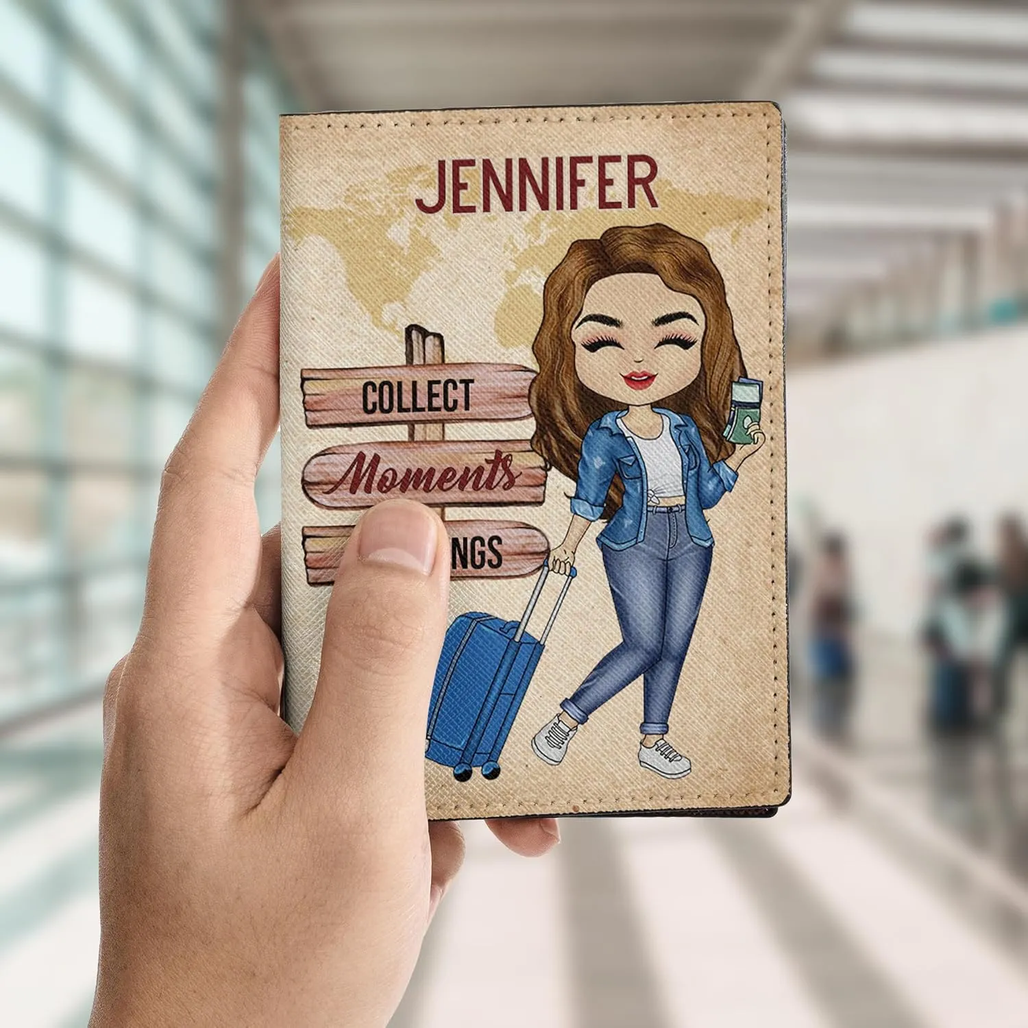 Personalized Nam Collect Moments Not Things Leather Passport Wallet Fun Unique Gift for Traveler Custom Travel Accessory Passport Holder Gift for Girl Traveling Lover 27