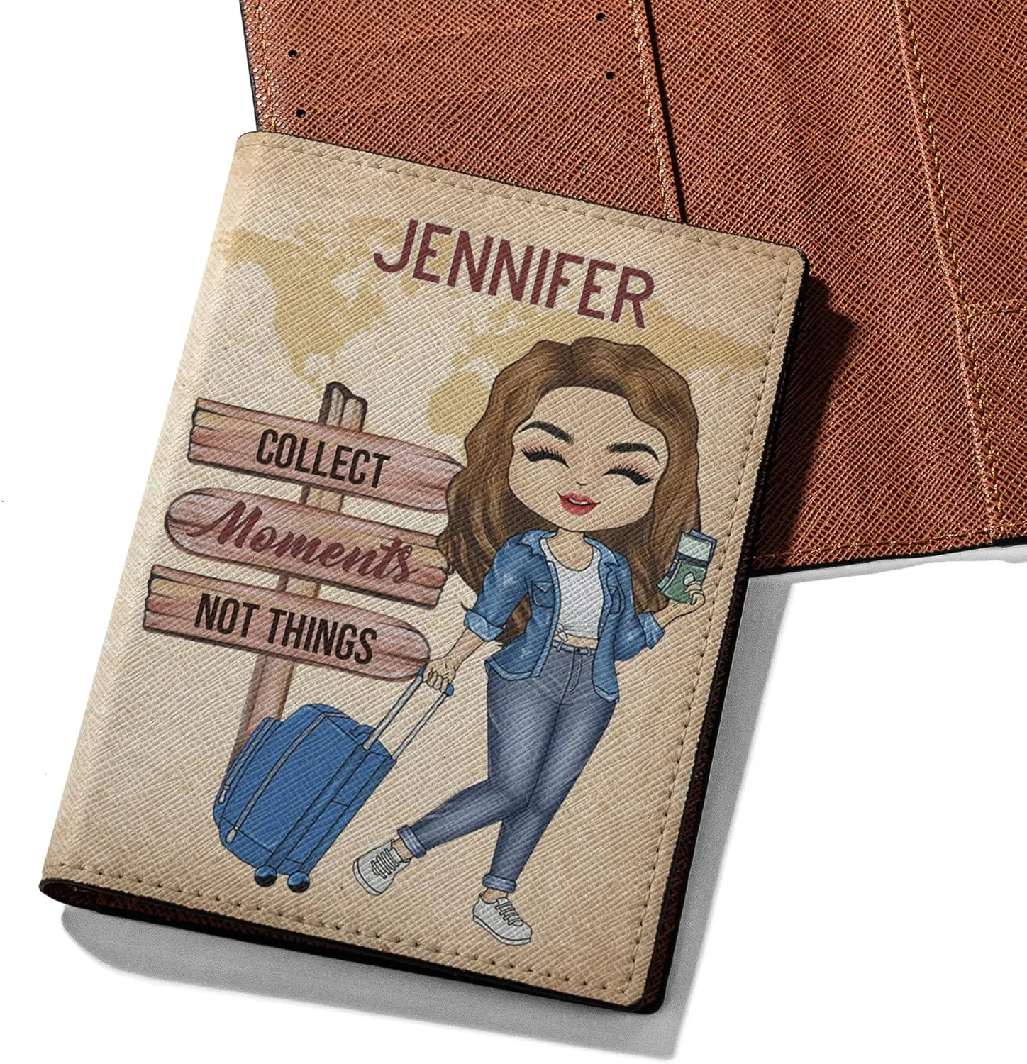 Personalized Nam Collect Moments Not Things Leather Passport Wallet Fun Unique Gift for Traveler Custom Travel Accessory Passport Holder Gift for Girl Traveling Lover 27