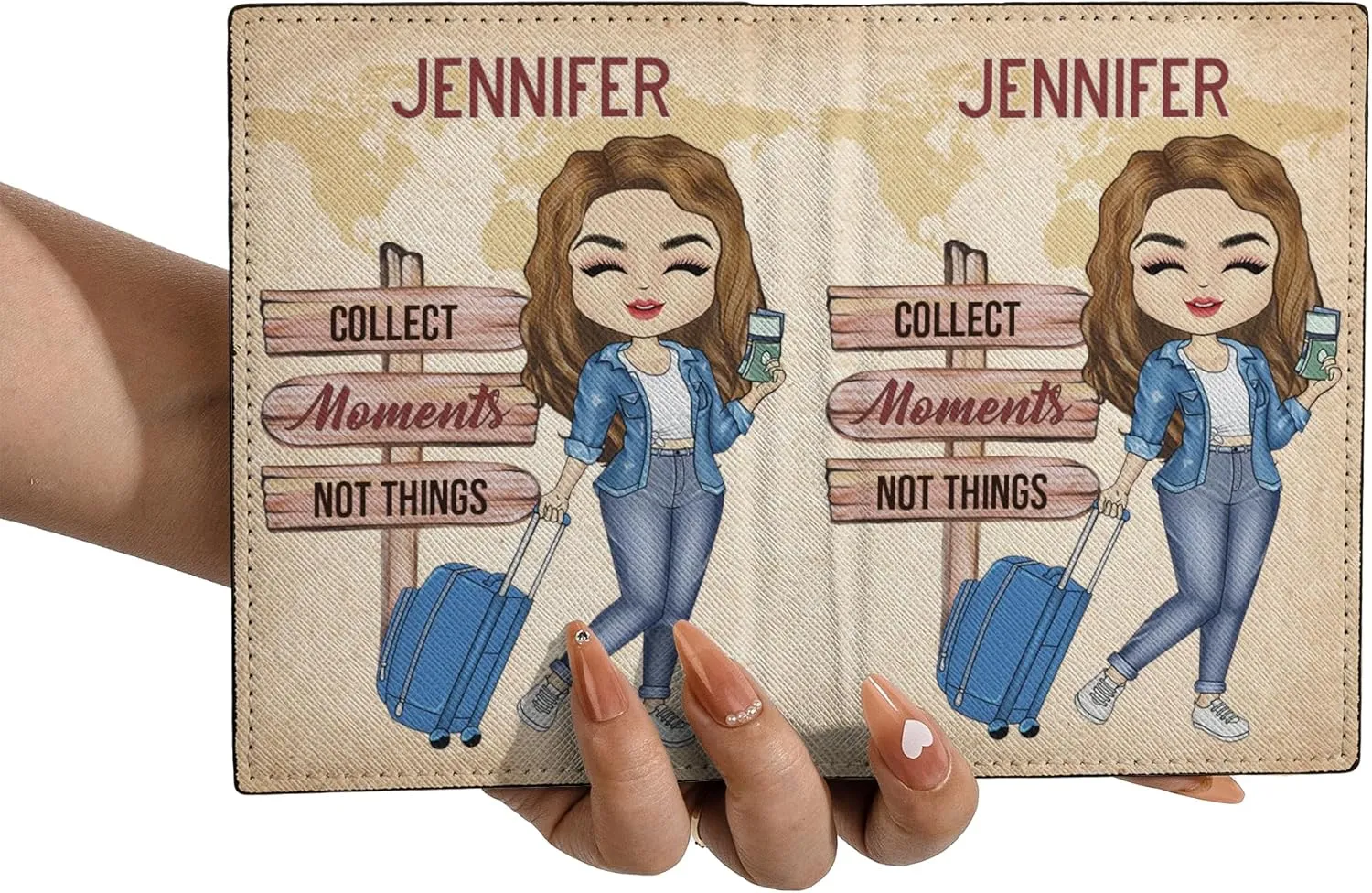 Personalized Nam Collect Moments Not Things Leather Passport Wallet Fun Unique Gift for Traveler Custom Travel Accessory Passport Holder Gift for Girl Traveling Lover 27