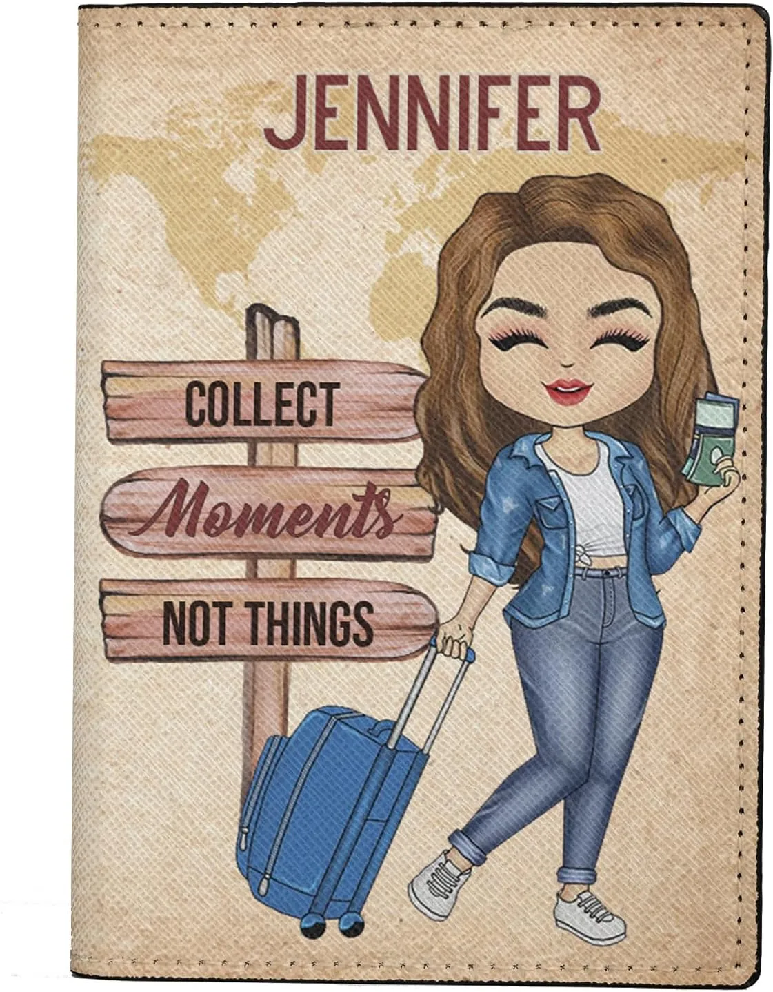Personalized Nam Collect Moments Not Things Leather Passport Wallet Fun Unique Gift for Traveler Custom Travel Accessory Passport Holder Gift for Girl Traveling Lover 27