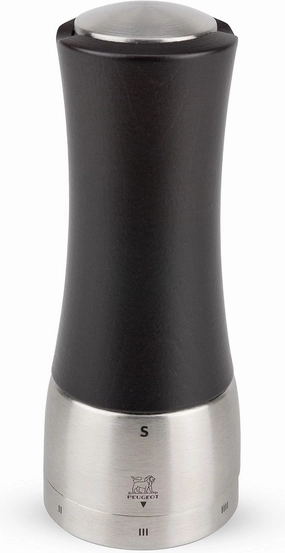 Peugeot - Madras u'Select Manual Salt Mill - Adjustable Grinder - Stainless Steel & Beechwood, Chocolate