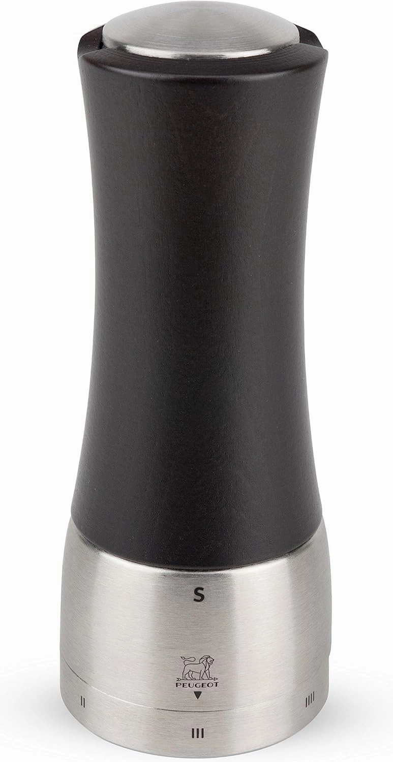 Peugeot - Madras u'Select Manual Salt Mill - Adjustable Grinder - Stainless Steel & Beechwood, Chocolate