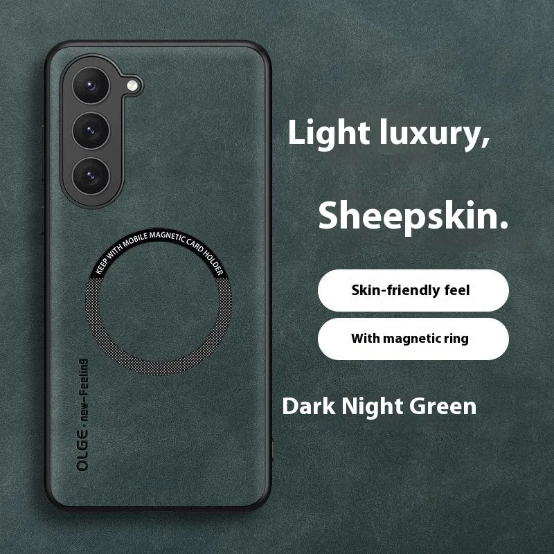Phone Case Car Magnetic Wireless Charger Sheepskin Protective Cover