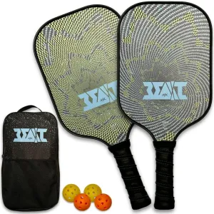 Pickleball Paddles Set of 2, USAPA Approved Pickleball Set, Fiberglass Paddle Bat Surface, Polypropylene Honeycomb Core Pickle Ball Rackets, 4 Balls, Carry Bag