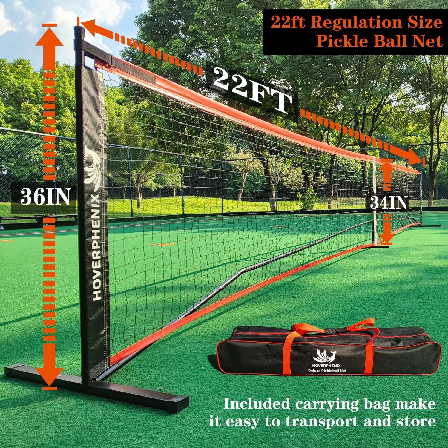 Pickleball Net for Driveway, Portable Pickleball Net System with Regualtion Size 22FT Pickle Ball Net, Outdoor Pickleballs, Carry Bag, Weather Resistant Metal Frame