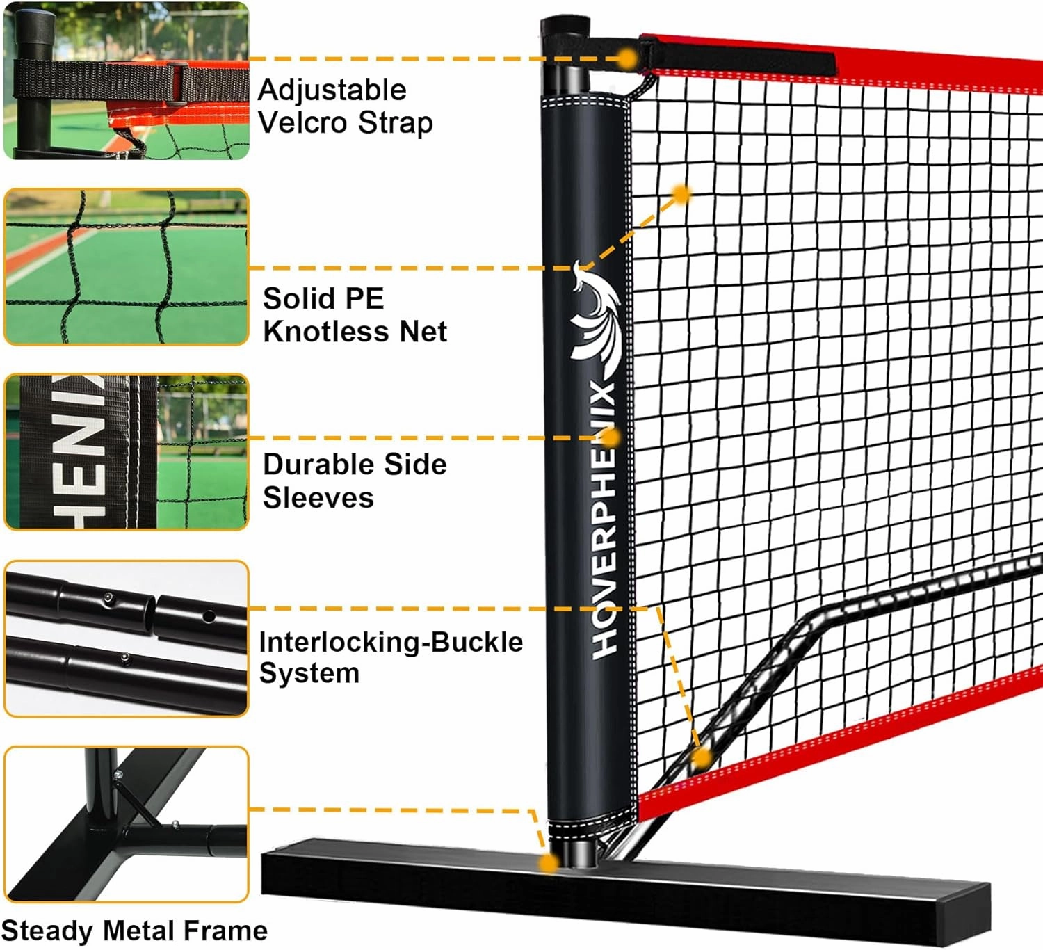 Pickleball Net for Driveway, Portable Pickleball Net System with Regualtion Size 22FT Pickle Ball Net, Outdoor Pickleballs, Carry Bag, Weather Resistant Metal Frame