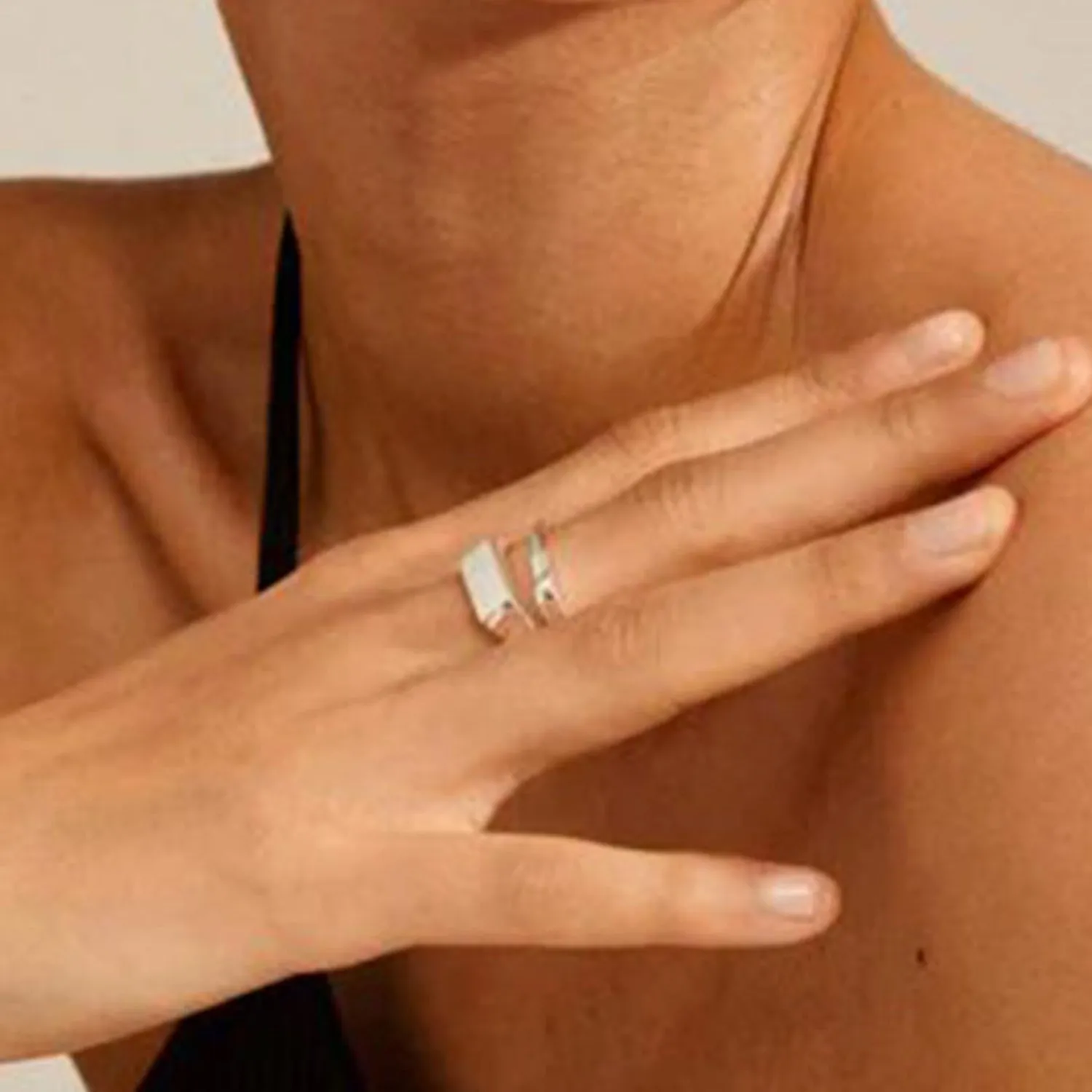 Pilgrim Blink Adjustable Stacking Signet Rings, Silver