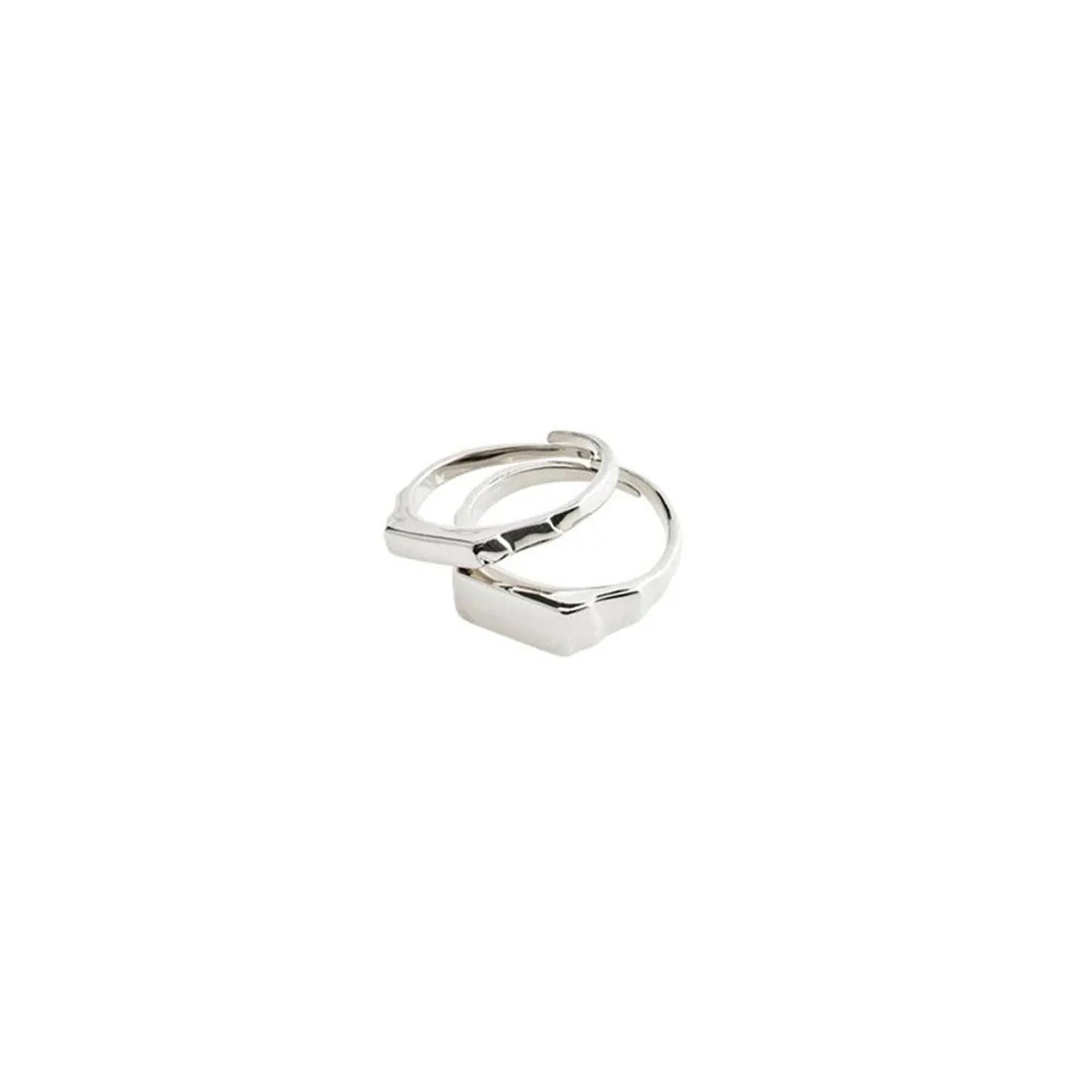 Pilgrim Blink Adjustable Stacking Signet Rings, Silver
