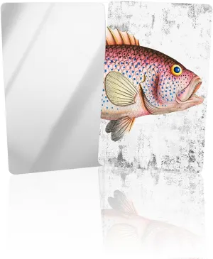 Pink Ombre Fish Small Compact Mirror for Purse, Art Oil Painting Prints Retro Mottled Travel Makeup Mirror for Women Men, Rectangular Handheld Compact Pocket Mirror 1 PCS