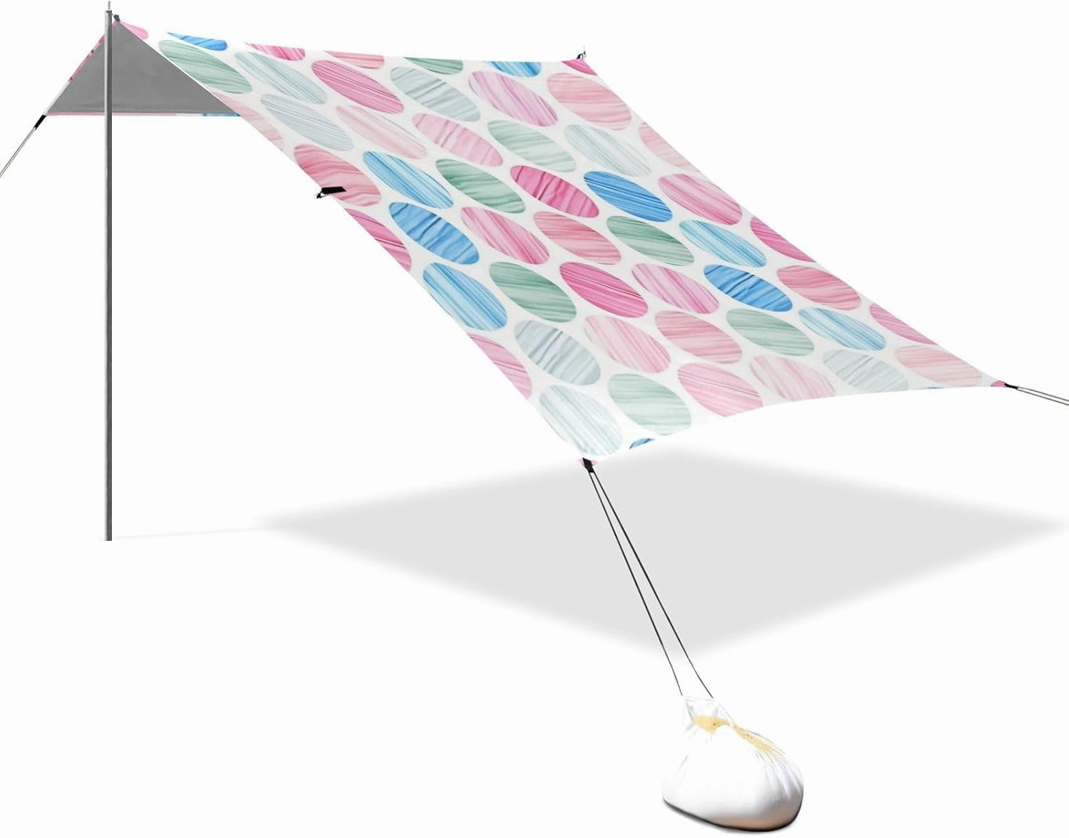 Pink Blue Regular Circle Designed UPF50 Stable Beach Tent Easy Setup Portable Sunshade with Sand Pockets for Camping, Picnics, Backyard carpas para Playa