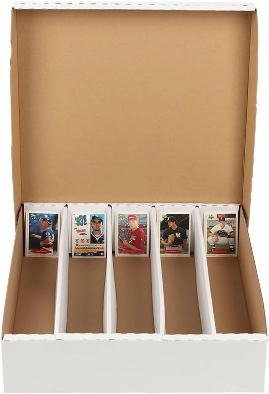 PIT66 Card Storage Box, 5000 Count 5Row Corrugated Cardboard Box Holder Sport Trading Card Storage White Corrugated Paper