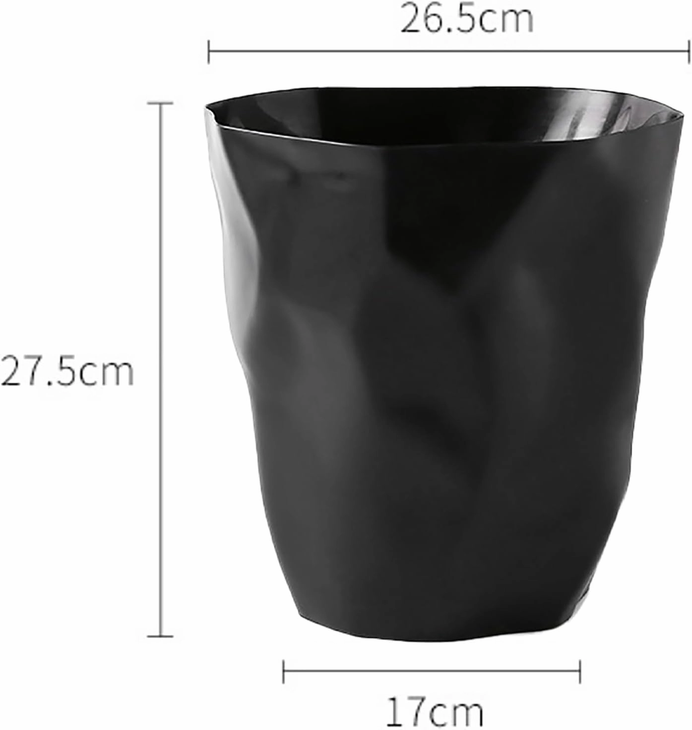 Plastic Wastebasket, Lidless Portable Garbage Bin for Home Office, 10.4 x 10.8 x 6.7 (Black)