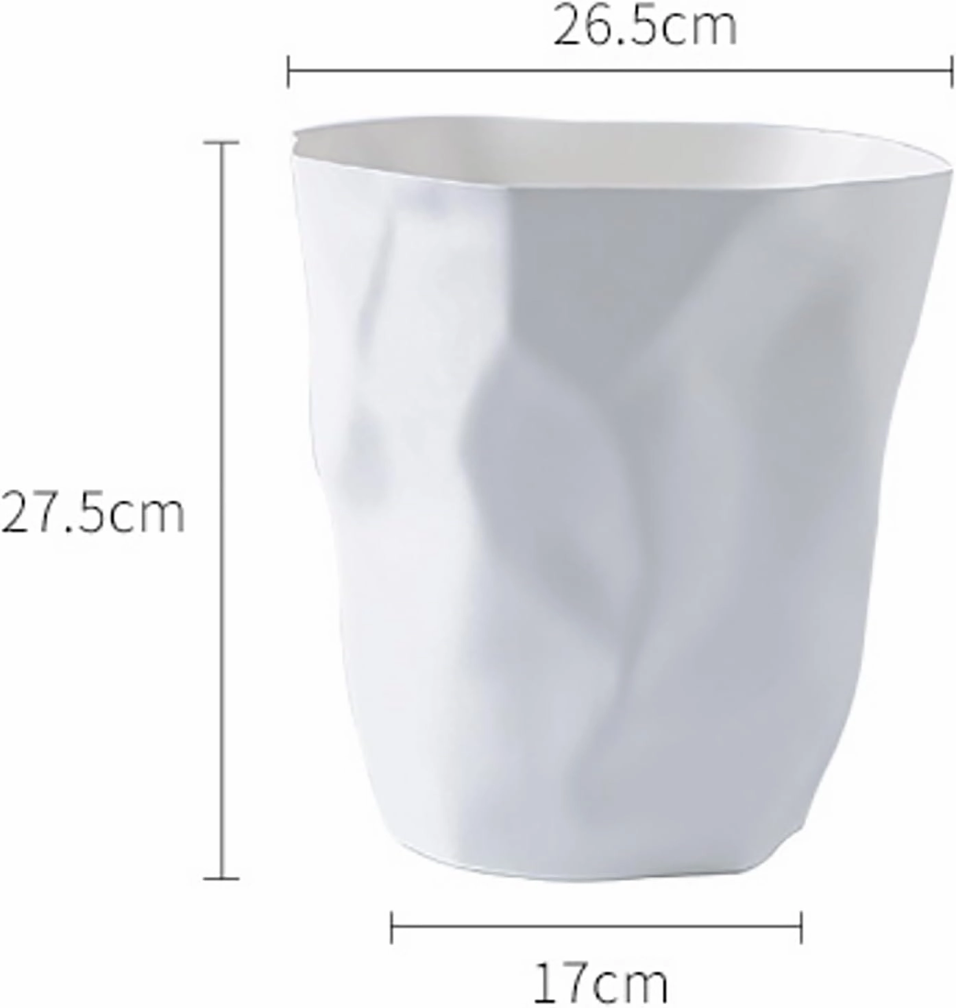 Plastic Wastebasket, Lidless Portable Garbage Bin for Home Office, 10.4 x 10.8 x 6.7 (White)