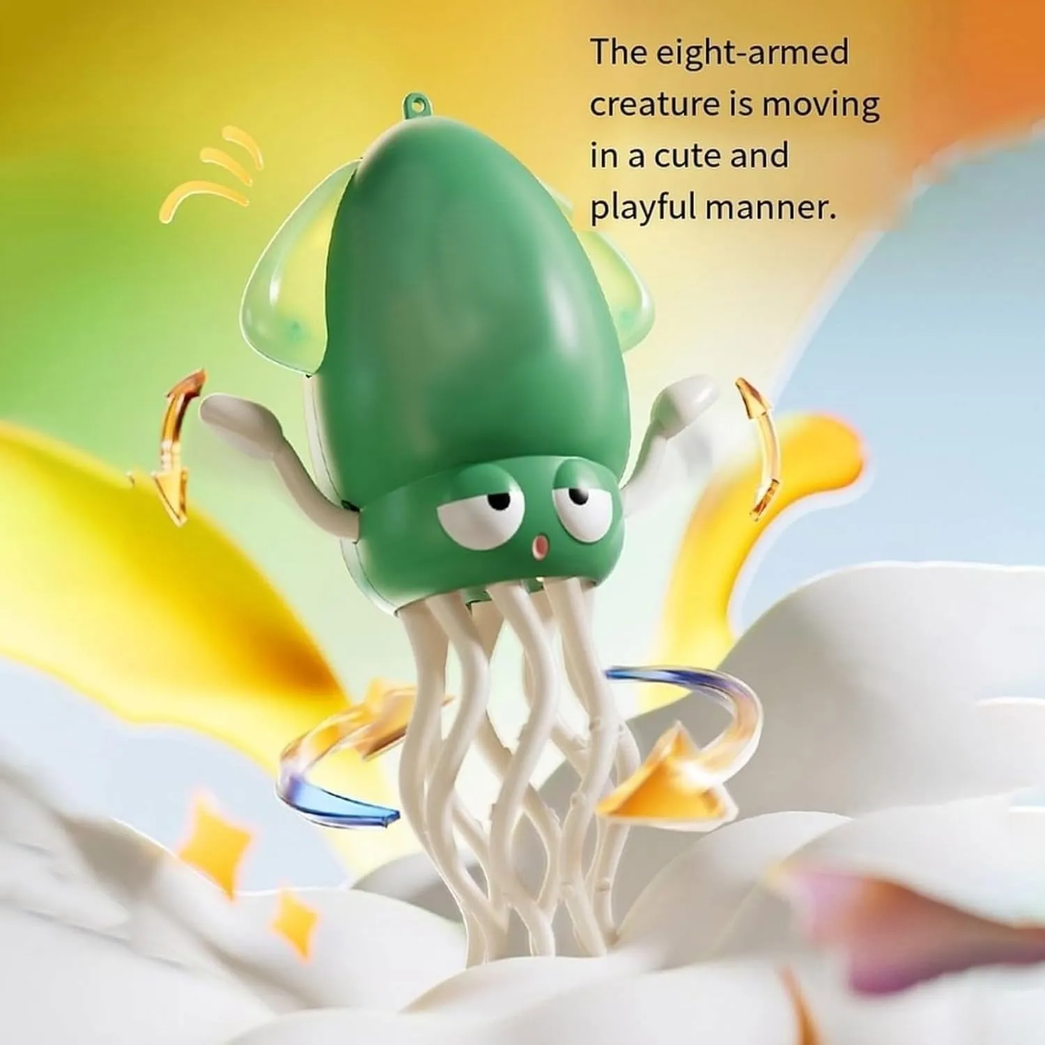 Playful Dancing Octopus Toy, Wiggly Wonder Smart Tentacle Explorer, Electric Magic Crazy Crawling Auto-Dance Squid Toyplayful Octopus Toys, Swing Avoidanceoctopus Obstacle with LED & Music(Green)