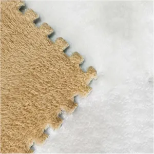 Playmat 20 Pcs Interlocking Carpet Tiles, Plush Foam Square Floor Mats Set, Interlocking Fluffy Tiles Square Puzzle with Border, 20 Tiles/19.4 Sq.Ft(Apricot)