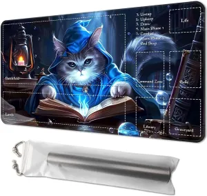 Playmat for MTG, Size 24 x 14 inches, Personalized TCG Card Game Mat for Magic The Gathering Players – Unique, Ideal for Card Game Enthusiasts, Cat