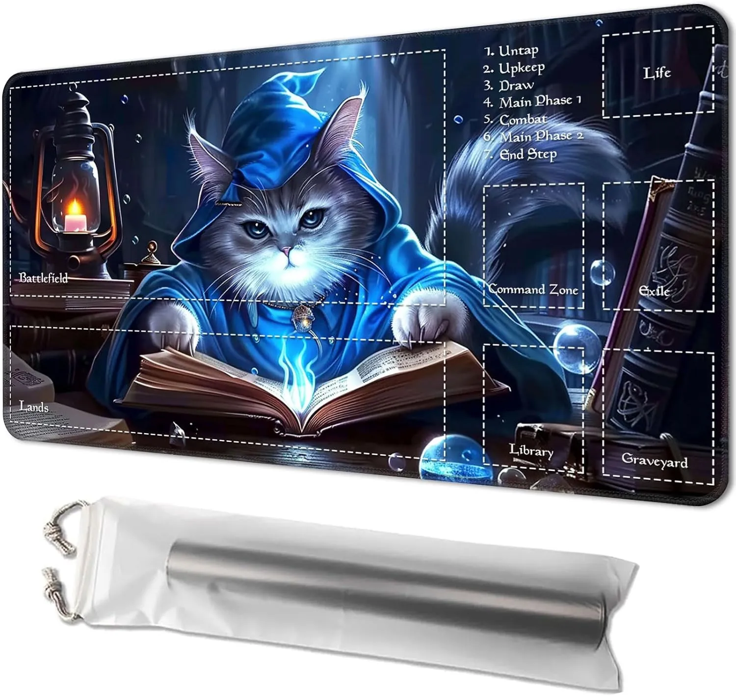 Playmat for MTG, Size 24 x 14 inches, Personalized TCG Card Game Mat for Magic The Gathering Players – Unique, Ideal for Card Game Enthusiasts, Cat