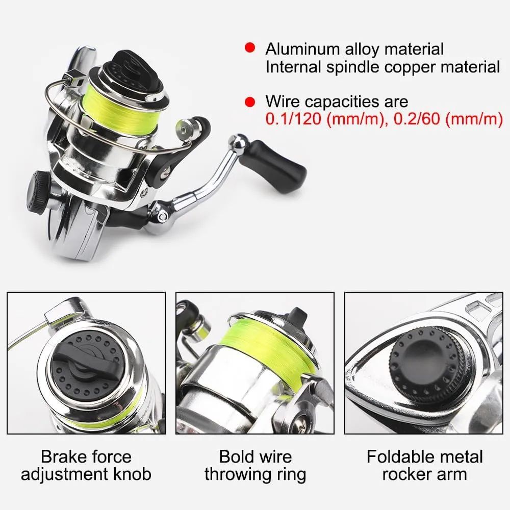 Pocket Fishing Rod, Telescopic Fish Rod Lightweight Pen Fishing Pole with Foldable Arm Reel for Saltwater Freshwater Fishing