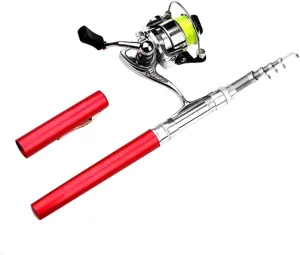 Pocket Fishing Rod, Telescopic Fish Rod Lightweight Pen Fishing Pole with Foldable Arm Reel for Saltwater Freshwater Fishing