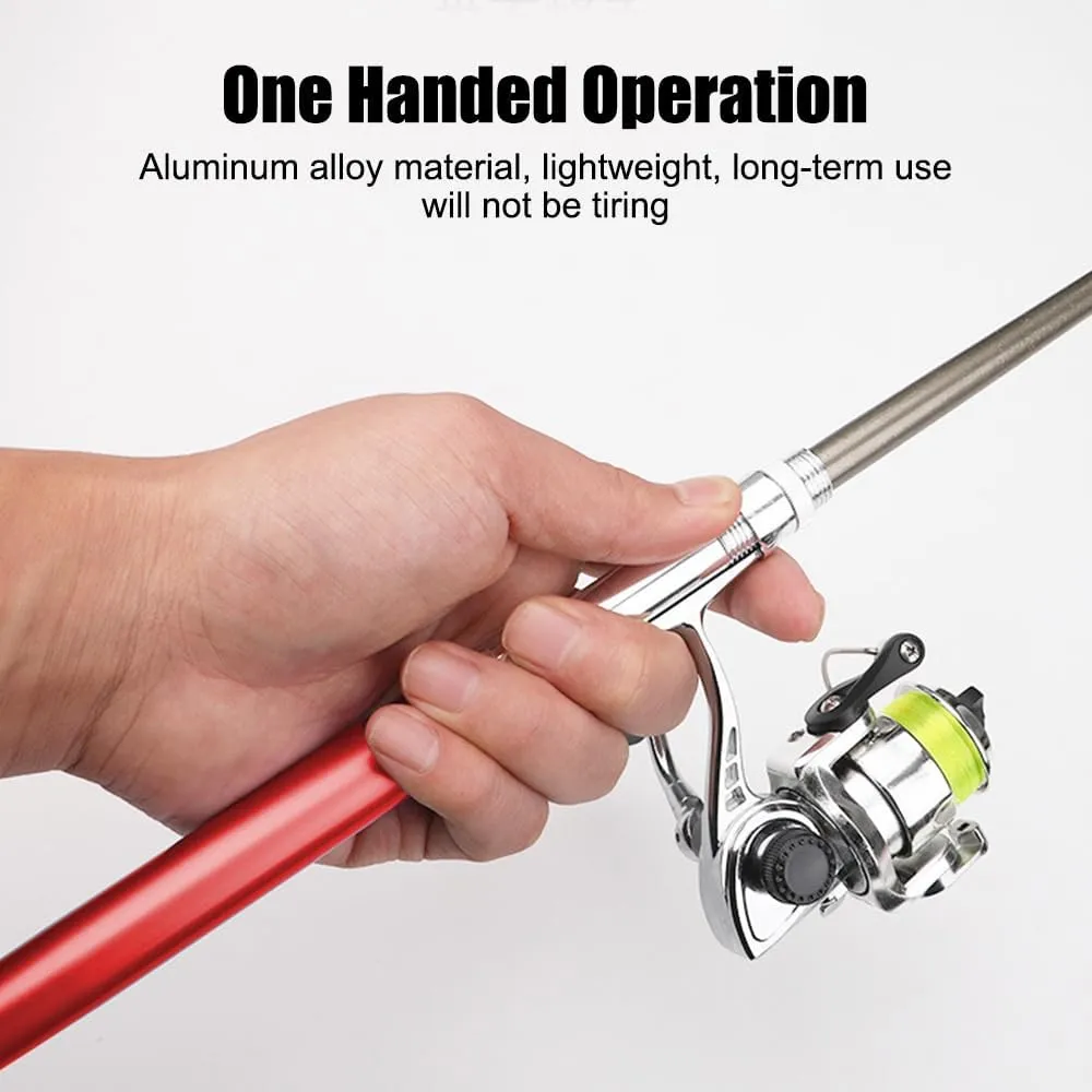 Pocket Fishing Rod, Telescopic Fish Rod Lightweight Pen Fishing Pole with Foldable Arm Reel for Saltwater Freshwater Fishing