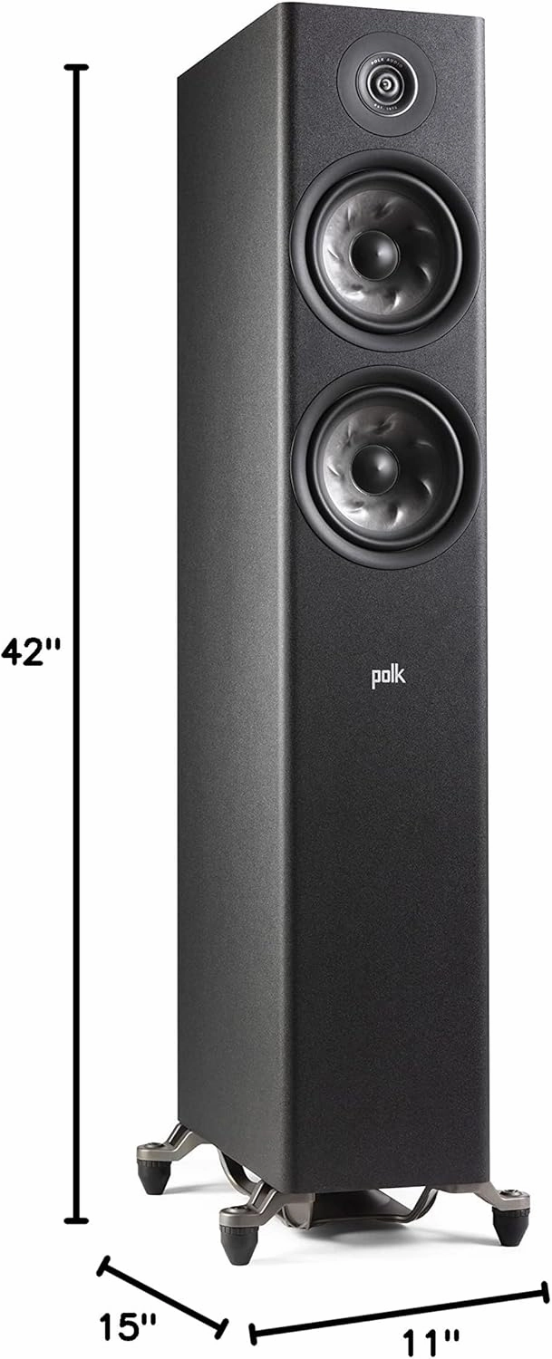 Polk Audio Reserve Series R600 Tower Speaker, 1" Pinnacle Ring Tweeter & Dual 6.5" Turbine Cone Woofers, Hi-Res Certified, Dolby Atmos & IMAX Enhanced for Dynamic Home Theater Audio, Black