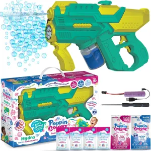 PoppinColorz Hydra Rechargeable 2-in-1 Color Bubbles Blaster & Water Gun:2025 Toy of The Year Winner. 2X Color Bubble Liquid & 4X Clear No-Spill. Bubble Solutions for Toddlers. Bubbles Made in USA