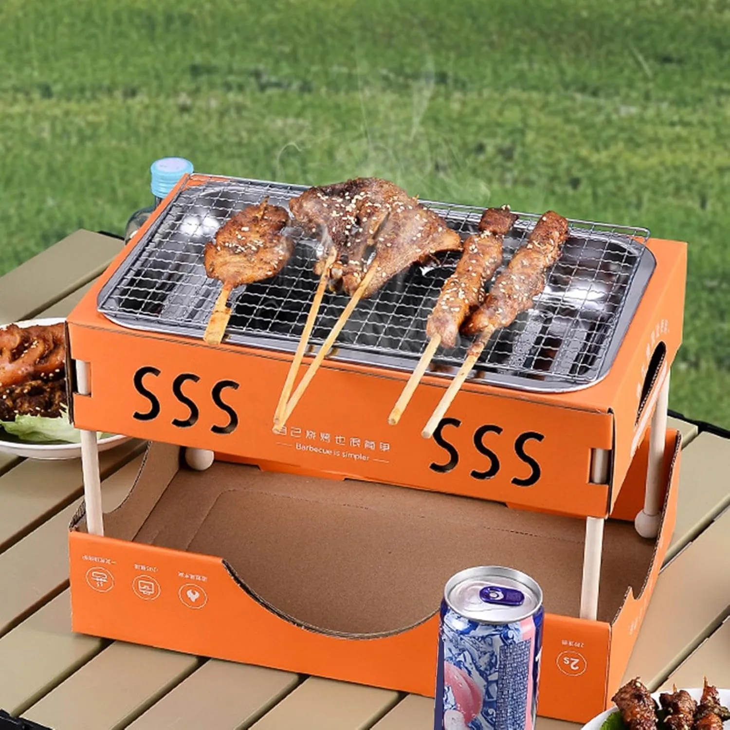 Portable BBQ Grill, Portable Charcoal Grill for Camping, 1-3 Person Charcoal Travel Grill, Folding BBQ Grill for Kitchen Kitchen