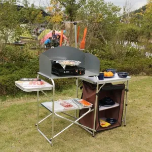 Portable Camping Kitchen - Foldable Outdoor Cooking Station