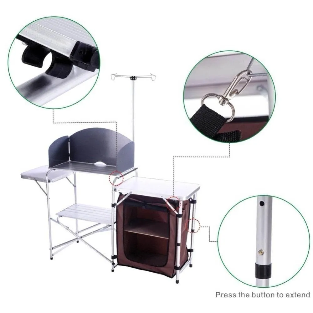 Portable Camping Kitchen - Foldable Outdoor Cooking Station