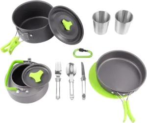 Portable Camping Kitchen Set 12 in 1 Cookware Aluminum Frying Pan Cooking Tools for Outdoor Cooking