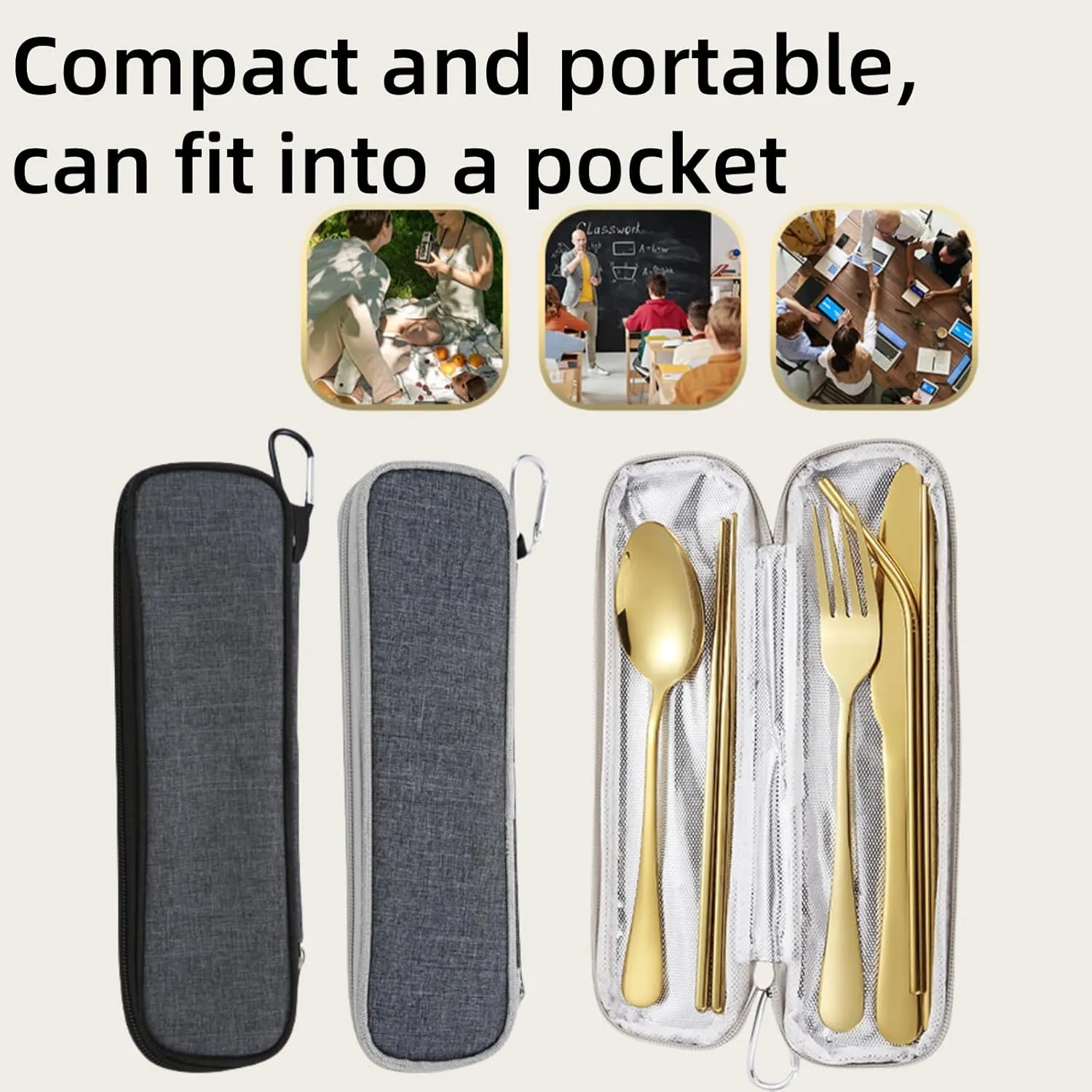 Portable Camping Kitchen Utensil Set, 8pcs Camping Accessories Cooking, Stainless Steel Camp Kitchen Accessories & Organizer, Camping Equipment, Camping Tools & Stuff
