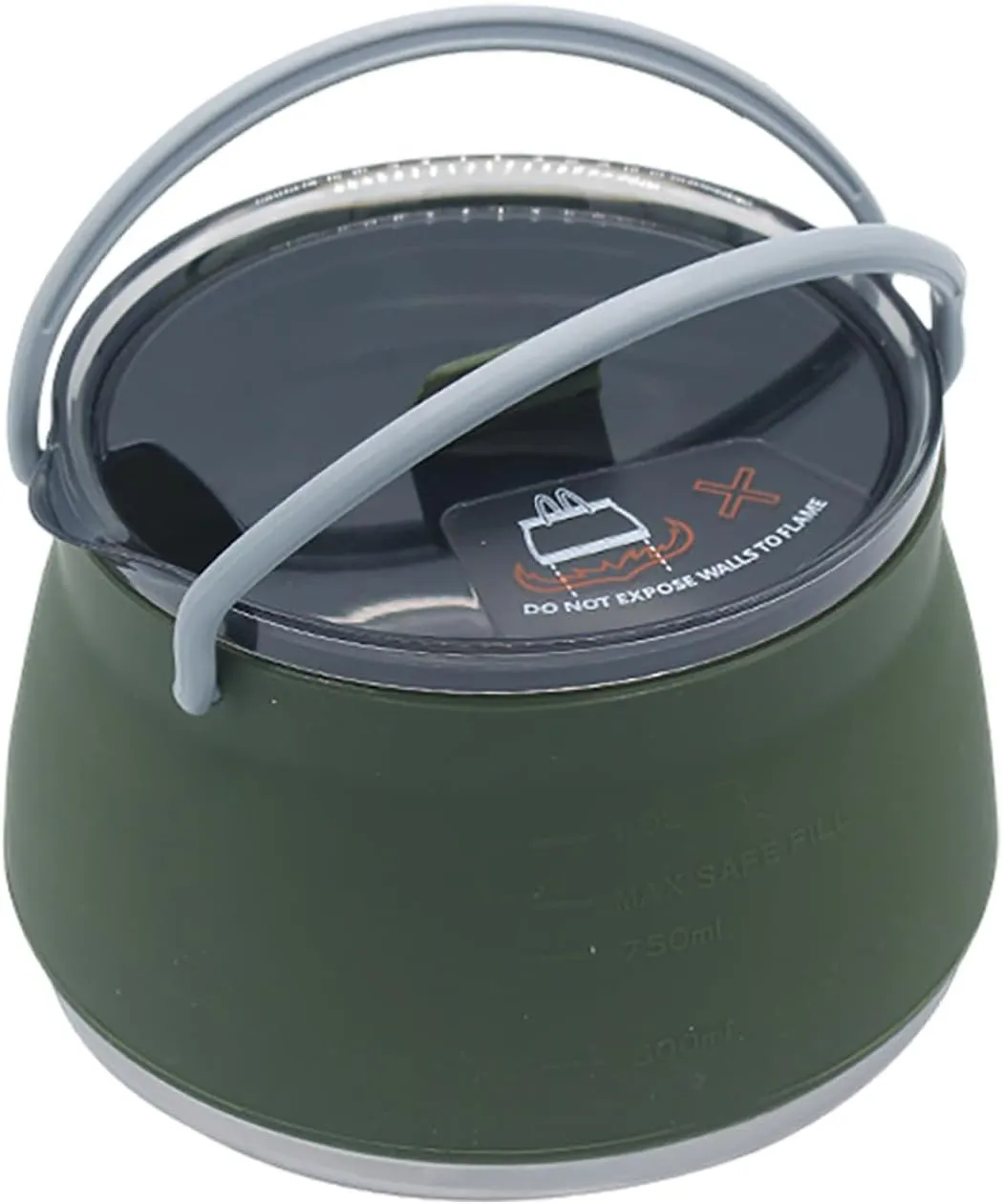 Portable Foldable Camping Cooking Pots, Backpacking Silicone Stove with Lid, Lightweight Camping Cookware for Indoor Home Kitchen Outdoor Travel Outdoor Hiking Camping (Dark Green)