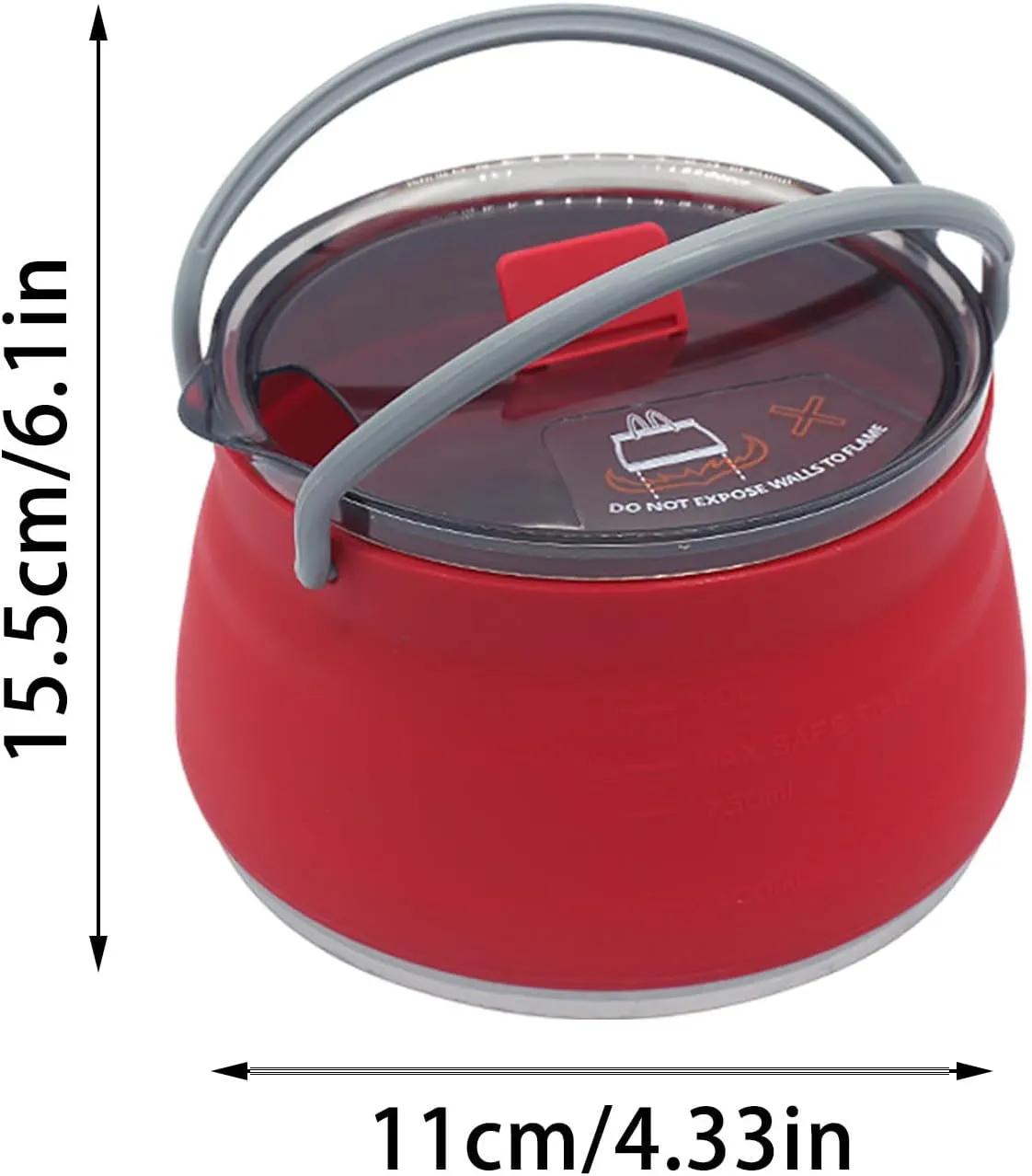Portable Foldable Camping Cooking Pots, Backpacking Silicone Stove with Lid, Lightweight Camping Cookware for Indoor Home Kitchen Outdoor Travel Outdoor Hiking Camping (Red)