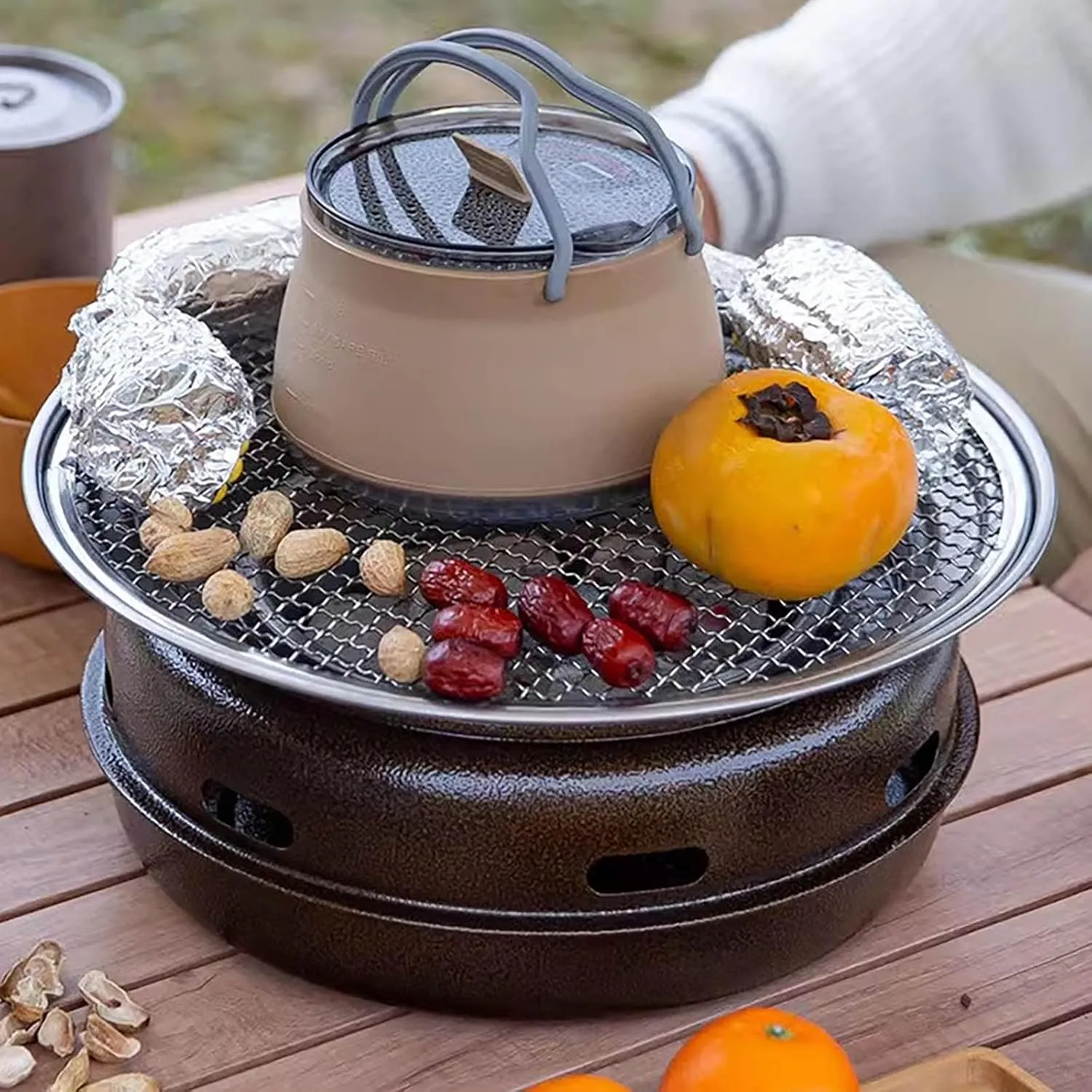 Portable Foldable Camping Cooking Pots, Backpacking Silicone Stove with Lid, Lightweight Camping Cookware for Indoor Home Kitchen Outdoor Travel Outdoor Hiking Camping (Red)
