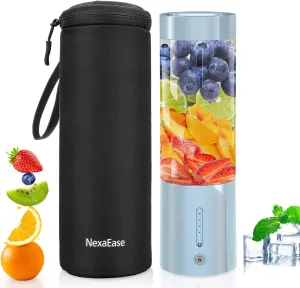 Portable Personal Blender for Juice, Shakes and Smoothies with Insulated Sleeve - 16 Oz Mini Blender Cup with 6 Blades, USB Rechargeable, BPA Free - Small Blender for Kitchen, Travel, Office, Gym