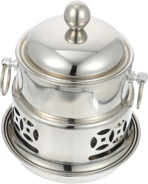 Portable Stainless Steel Alcohol Stove Outdoor Picnic Pot Mini Fondue Pot Set for Camping Buffet