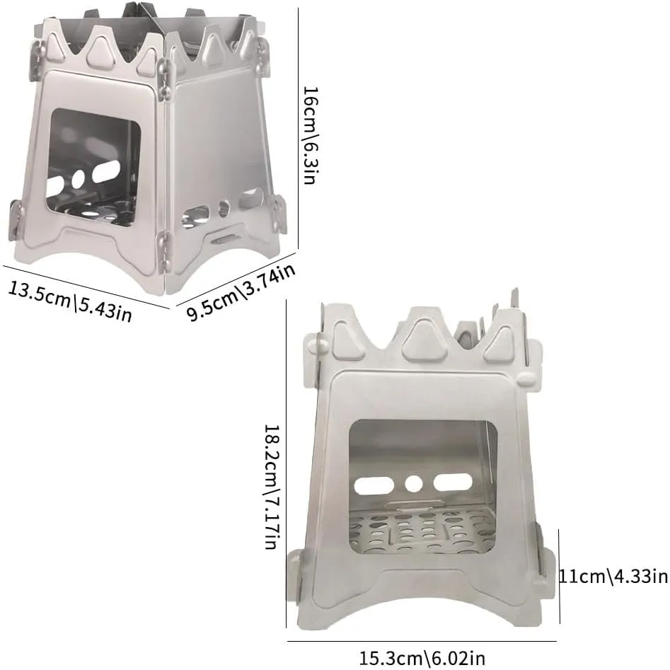 Portable Stove, Butane Camping Stove, Portable Card Stove, Firewood Camping Stove for Outdoor Kitchen (L)