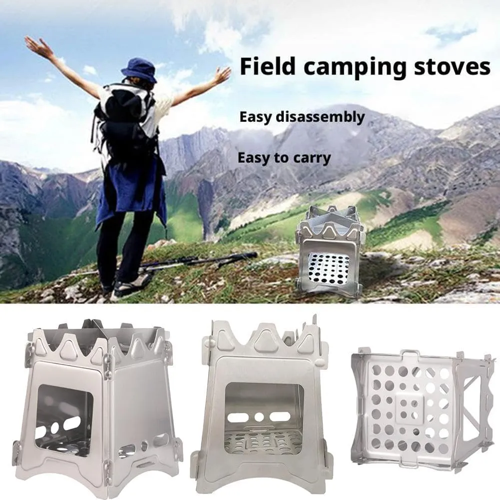 Portable Stove, Butane Camping Stove, Portable Card Stove, Firewood Camping Stove for Outdoor Kitchen (L)