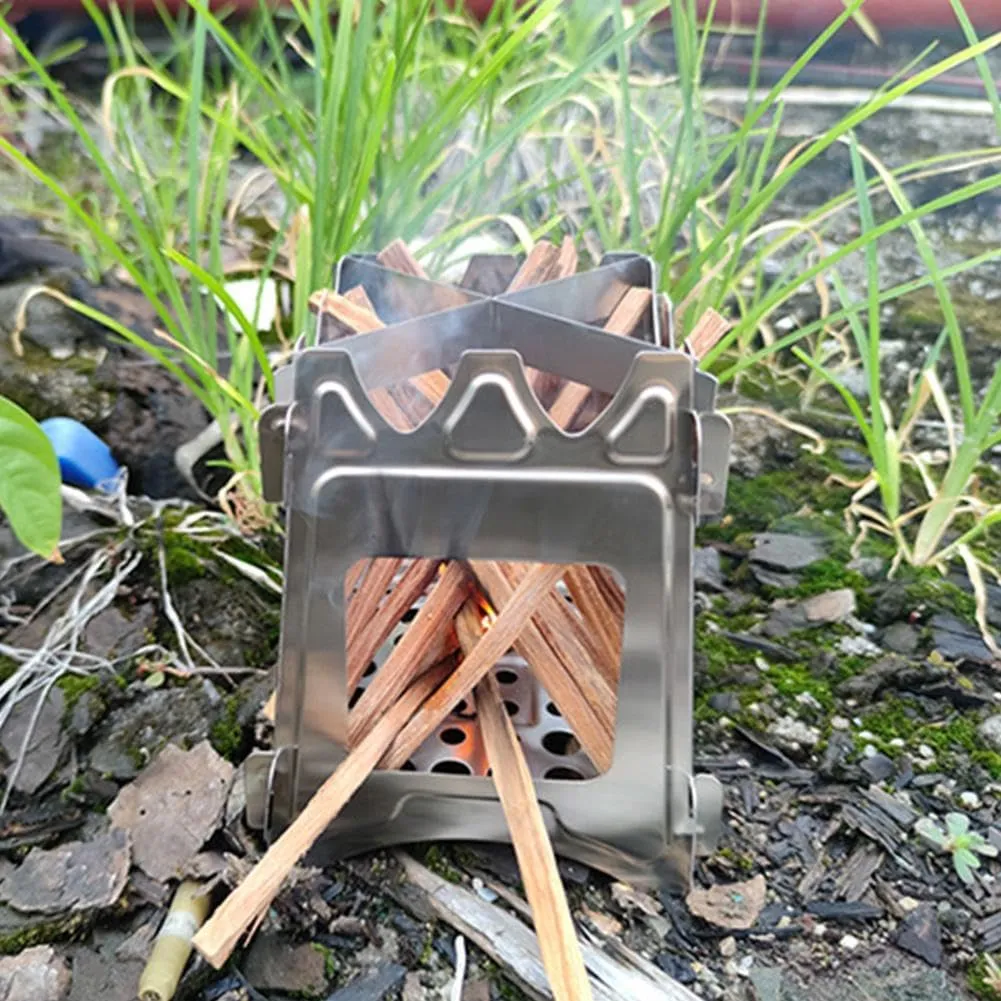 Portable Stove, Butane Camping Stove, Portable Card Stove, Firewood Camping Stove for Outdoor Kitchen (L)